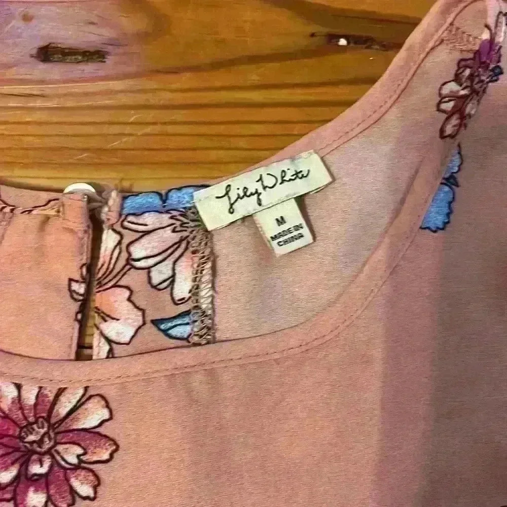 3 Short Sleeve Floral Pink & Yellow Business Casual Work Blouse Tops Size Medium - Picture 9 of 10